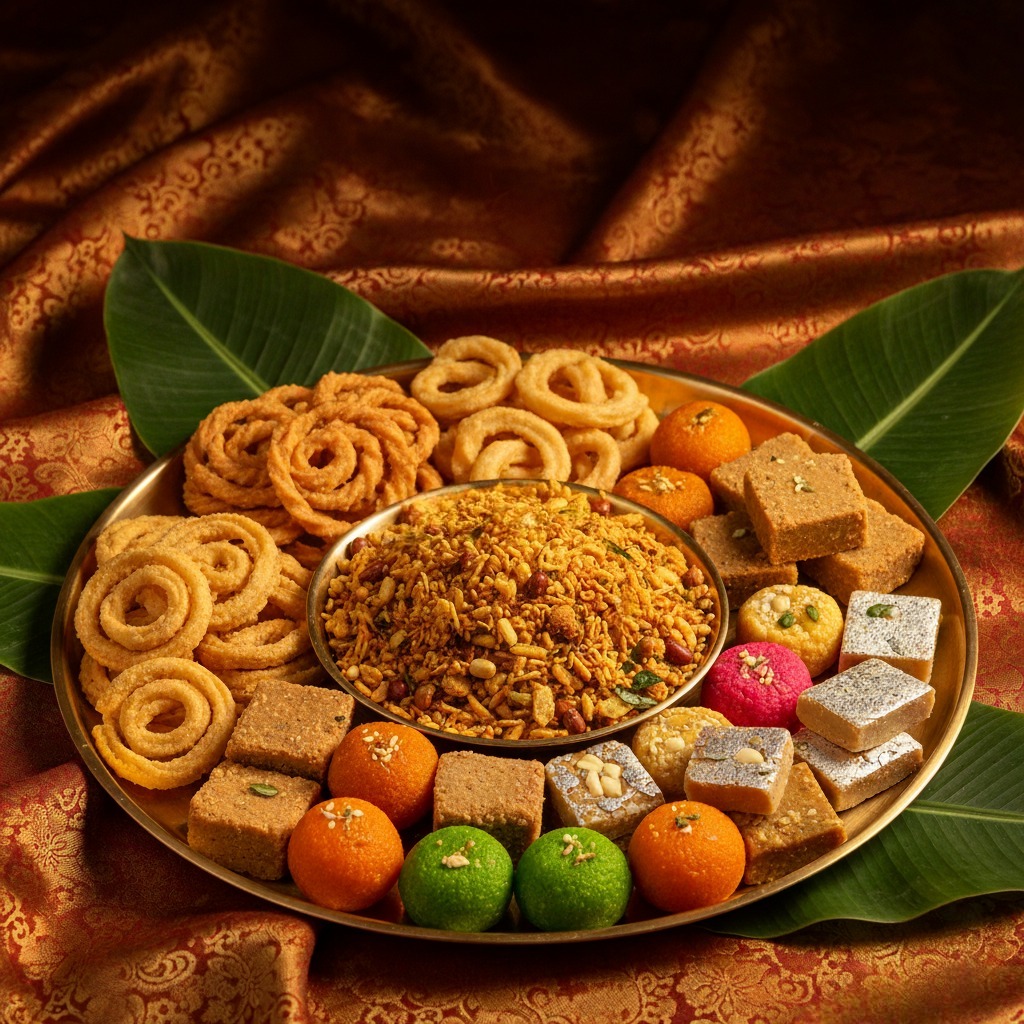 A blue gift box with treats